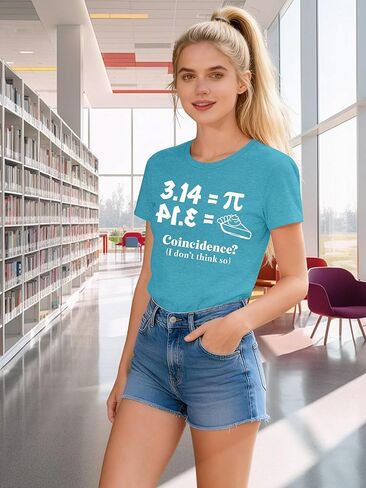 Pi Shirts for Women: Pi Day Math Teacher T-Shirt Celebrate National Pi Day Tshirt Pie 3.14 Funny Print Short Sleeve Top in Saudi Arabia