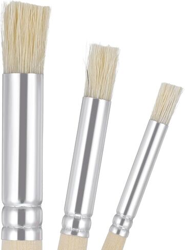 60 Pieces Wooden Stencil Brushes, Natural Bristle Brushes, Wooden Handle Painting Brush for for Wood Wall Model House Paint, DIY and Acrylic Oil Watercolor Painting in Kuwait