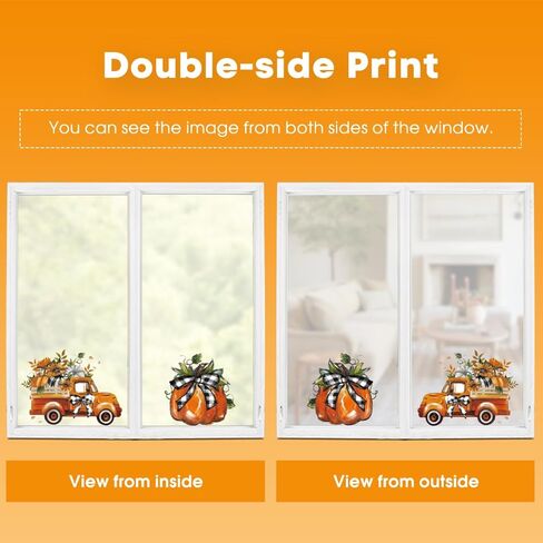 55 PCS Fall Window Cling Sticker, Thanksgiving Autumn Harvest Leaves Pumpkin Truck Sunflower Home Party Supplies Shop Window Glass Display Decoration in Saudi Arabia