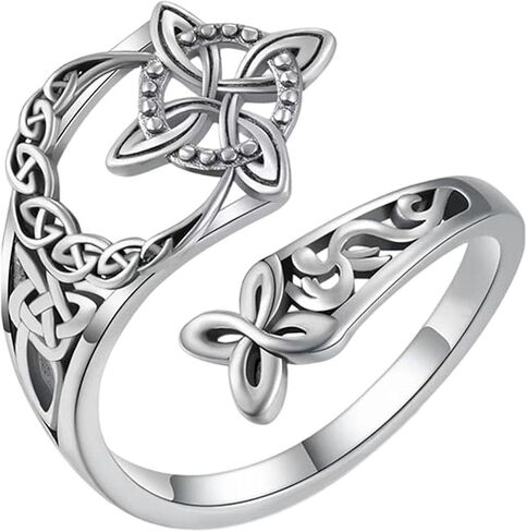 Silver Celtic Witches Knot Ring for Women, Open Middle Finger Knuckle Thumb Rings for Women, Witch Knot Irish Jewelry, Engagement Wedding Promise Band Daily Wear, Anniversary Birthday Gift in Saudi Arabia