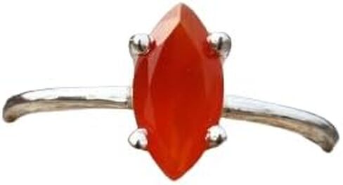 925 Sterling Silver Natural Carnelian Marquise Cut Gemstone Ring Beautiful Indian Traditional Jewelry Gift for Women in Saudi Arabia