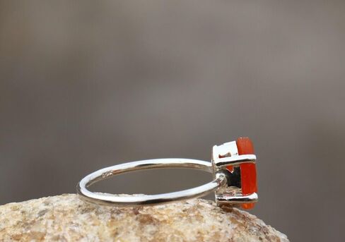 925 Sterling Silver Natural Carnelian Marquise Cut Gemstone Ring Beautiful Indian Traditional Jewelry Gift for Women in Saudi Arabia
