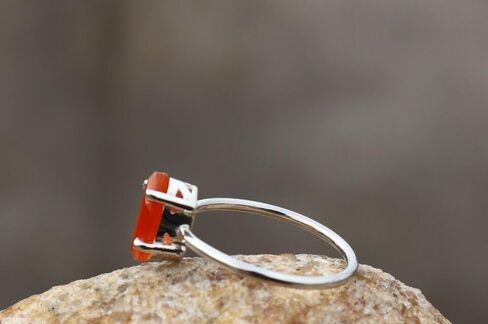 925 Sterling Silver Natural Carnelian Marquise Cut Gemstone Ring Beautiful Indian Traditional Jewelry Gift for Women in Saudi Arabia