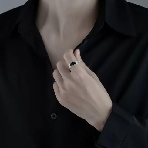 Man Ins Dragon Pattern Retro Personalized Open Ring Black Vintage Ring Retro Dragon Pattern Ring Retro Men's Ring in Saudi Arabia
