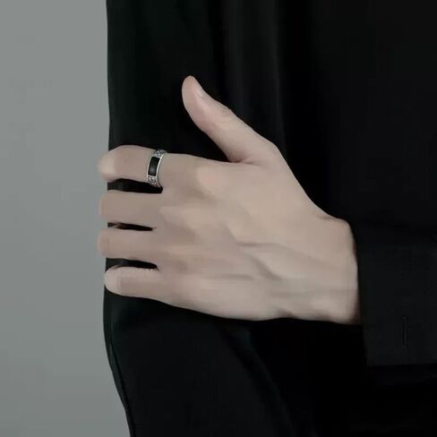 Man Ins Dragon Pattern Retro Personalized Open Ring Black Vintage Ring Retro Dragon Pattern Ring Retro Men's Ring in Saudi Arabia