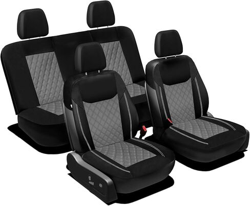 Universal Fit Ultra Modern Quilted Leatherette Seat Covers Full Set - Pink in Saudi Arabia