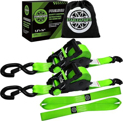 Retractable Ratchet Straps(4PK) - 1,500lb Break Strength, Ratchet Straps Heavy Duty with Rubber Coated Handle, Perfect Auto Ratchet Straps for Motorcycle, Kayak and Trucks in Saudi Arabia