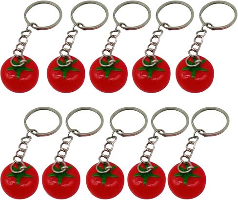 10 Pcs Tomato Keychain Key Chain Fruit Keyrings Handbag Purse Charm Pendant Cute Bag Accessories Hanging Key Ring for Women Girls in Kuwait