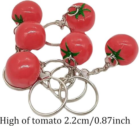 10 Pcs Tomato Keychain Key Chain Fruit Keyrings Handbag Purse Charm Pendant Cute Bag Accessories Hanging Key Ring for Women Girls in Kuwait