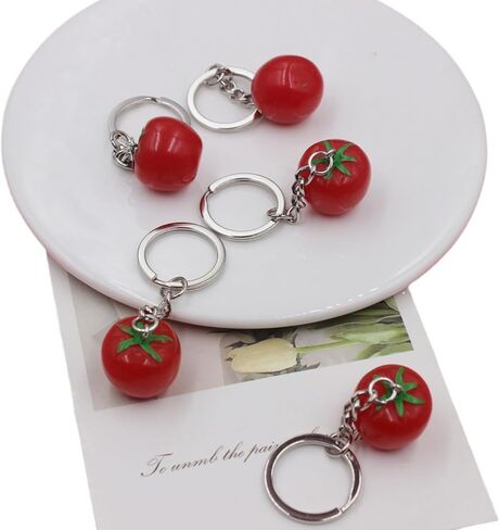 10 Pcs Tomato Keychain Key Chain Fruit Keyrings Handbag Purse Charm Pendant Cute Bag Accessories Hanging Key Ring for Women Girls in Kuwait