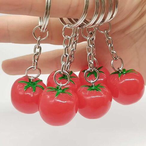 10 Pcs Tomato Keychain Key Chain Fruit Keyrings Handbag Purse Charm Pendant Cute Bag Accessories Hanging Key Ring for Women Girls in Kuwait