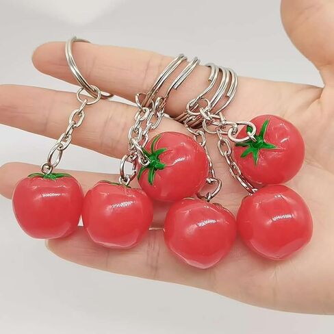 10 Pcs Tomato Keychain Key Chain Fruit Keyrings Handbag Purse Charm Pendant Cute Bag Accessories Hanging Key Ring for Women Girls in Kuwait