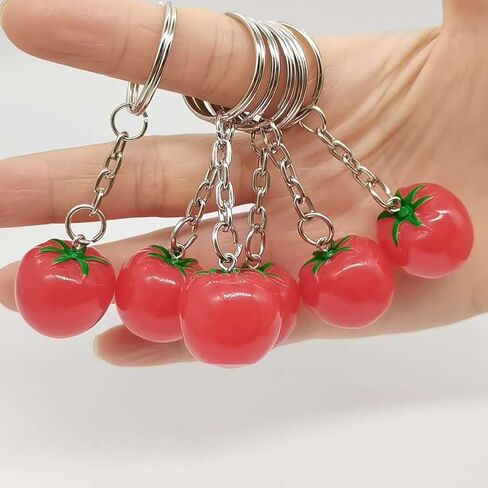 10 Pcs Tomato Keychain Key Chain Fruit Keyrings Handbag Purse Charm Pendant Cute Bag Accessories Hanging Key Ring for Women Girls in Kuwait