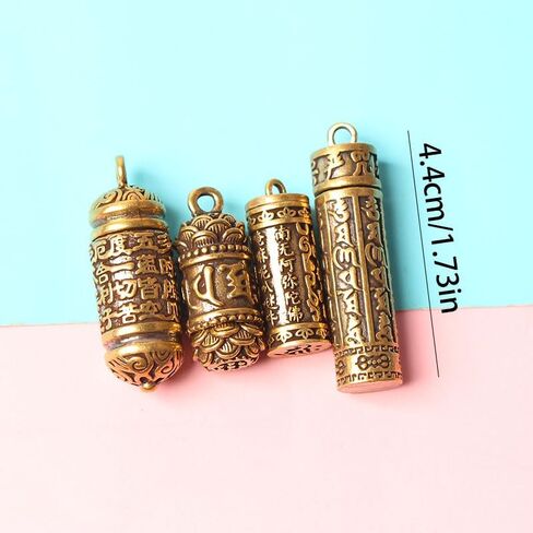 4PC Antique Copper Heart Sutra Keychains – Vintage Brass Buddhist Pendant, Universal Lotus Amulet for Car Keys in Saudi Arabia