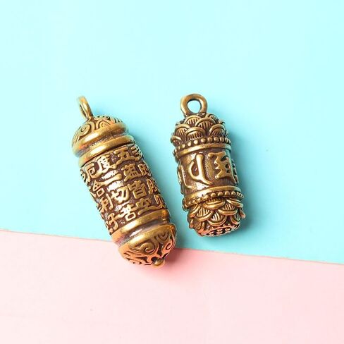 4PC Antique Copper Heart Sutra Keychains – Vintage Brass Buddhist Pendant, Universal Lotus Amulet for Car Keys in Saudi Arabia