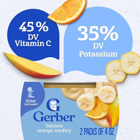 Gerber 2nd Foods Natural for Baby WonderFoods Baby Food, Banana Orange Medley, 4 oz Tubs (2 Pack) in Saudi Arabia