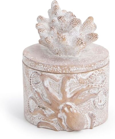 Hodao Ocean Crafts Sea Turtle & Octopus Resin Jewelry Box with Coral Lid - Handmade Organizer for Rings Earrings Necklaces, Blue/White, Ocean-Themed Storage Case Decor Gifts For Women (Blue-Turtle) in Saudi Arabia