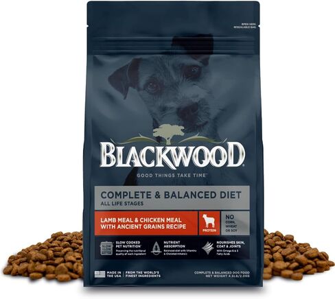 Blackwood Complete & Balanced Diet Dry Dog Food, Lamb Meal & Chicken Meal with Ancient Grains, 24 Pound Bag, Slow Cooked with Vitamins & Minerals in Kuwait