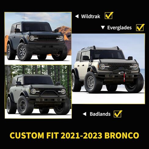 AUXLIGHT 3-PCS LED Grille Lights for For-d Bronco 2021-2023 Badlands/Wildtrak/Everglades Accessories, 2/4-Door OEM Grill Lights with Fuse & Wiring Harness (White) in Kuwait