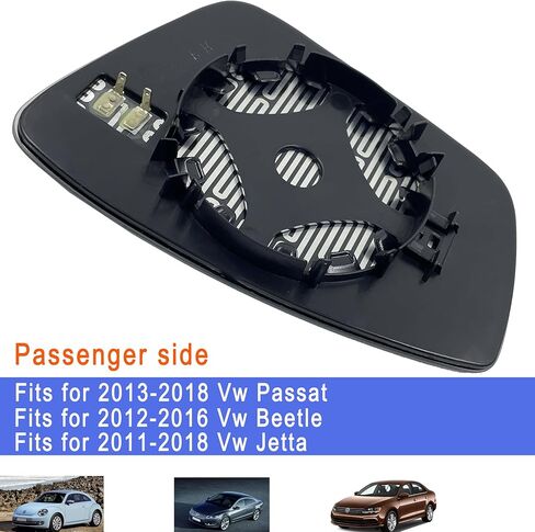 2015 Passat Passenger Side Heated Mirror Glass Replacement for 2013-2018 Volkswagen Passat,2012-2016 Beetle, 2011-2018 Jetta Right Side View Heated Convex Mirror with Rear Holder 5C6857521 5C6857522 in Saudi Arabia