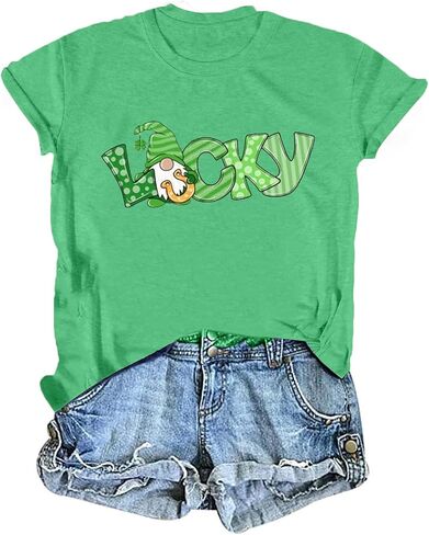 St. Patrick's Day Shirts Women： Lucky Irish Shamrock Graphic Shirts St Paddys Day T-Shirt in Saudi Arabia