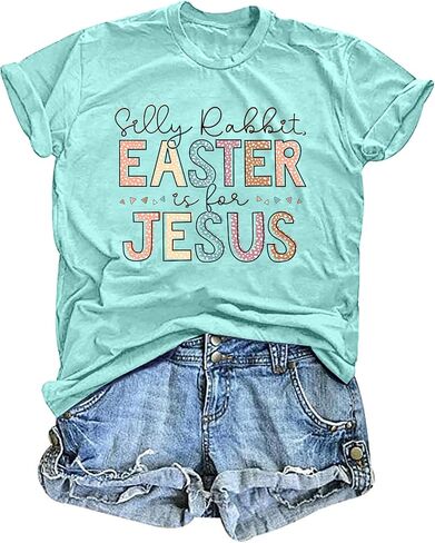 Easter Tshirt Women Silly Rabbit Easter is for Jesus Graphic Shirt Christian Tee Jesus Top in Saudi Arabia