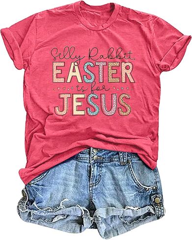 Easter Tshirt Women Silly Rabbit Easter is for Jesus Graphic Shirt Christian Tee Jesus Top in Saudi Arabia