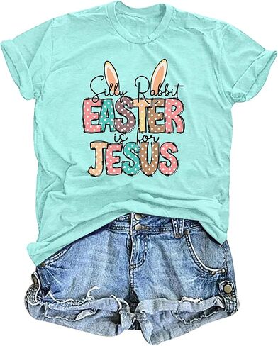 Easter Tshirt Women Silly Rabbit Easter is for Jesus Graphic Shirt Christian Tee Jesus Top in Saudi Arabia