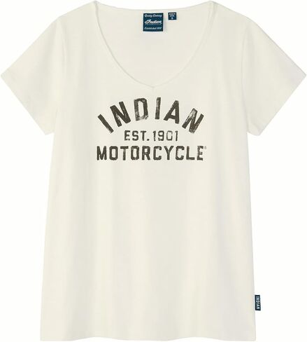 Indian Motorcycle Women's EST. 1901 Block Printed T-Shirt, White in Saudi Arabia