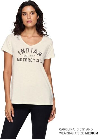 Indian Motorcycle Women's EST. 1901 Block Printed T-Shirt, White in Saudi Arabia