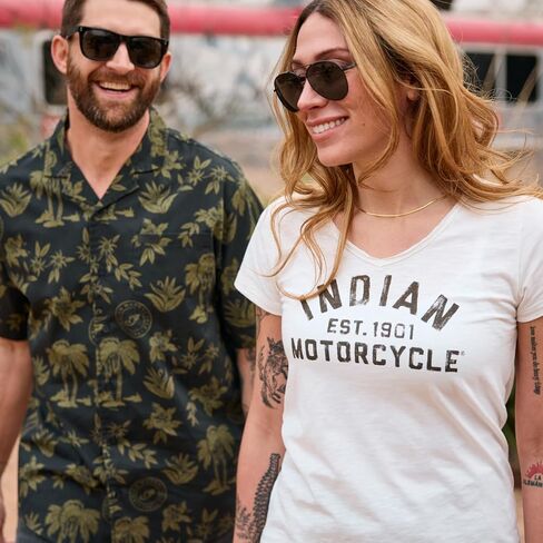 Indian Motorcycle Women's EST. 1901 Block Printed T-Shirt, White in Saudi Arabia