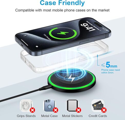 Pixel 9 Pro Wireless Charger Pad,15W Android Wireless Charger Fast Charging Pad Station with Adapter for Google Pixel 9 Pro XL/9 Pro Fold/8/7a,Samsung Galaxy S24 Ultra/S23/S22/Flip 6,iPhone 16/15/14 in Kuwait