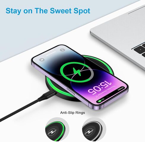 Pixel 9 Pro Wireless Charger Pad,15W Android Wireless Charger Fast Charging Pad Station with Adapter for Google Pixel 9 Pro XL/9 Pro Fold/8/7a,Samsung Galaxy S24 Ultra/S23/S22/Flip 6,iPhone 16/15/14 in Kuwait