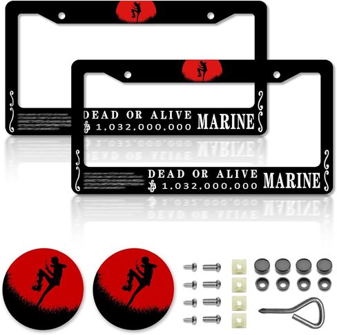 Anime one Wanted 1，111，000，000 License Plate Frames，Anime Piece Car Accessories for Women & Men，Aluminum License Plate Frame Fits Standard US Vehicles Size 12.2 x 6 Inch (Black-01) in Saudi Arabia