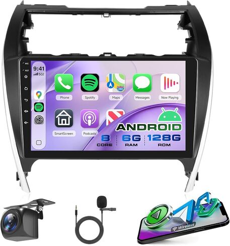 راديو 4G 64G لسيارة Toyota Camry 2012 2013 2014 Rimoody Android Car Stereo مع Carplay Android Auto Mirror Link GPS WiFi 10.1 بوصة شاشة لمس بلوتوث FM DSP-36 59-UI Themes AHD كاميرا احتياطية in Kuwait
