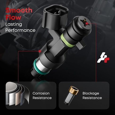 Fuel Injectors Set of 4, Compatible with Nissan Sentra 2007-2012, NV200 2013-2017-L4 2.0L, Nissan Versa 2007-2012, Cube 2009-2014 L4 1.8L, 18 Holes, Replace Part FBY2850 16600-EN200 in Kuwait