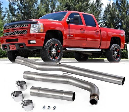 Stainless Steel Exhaust Pipe Kit for 2011-2015 Sierra Silverado 2500 3500 HD LML 6.6L Duramax 4" Powerstroke Diesel in Kuwait