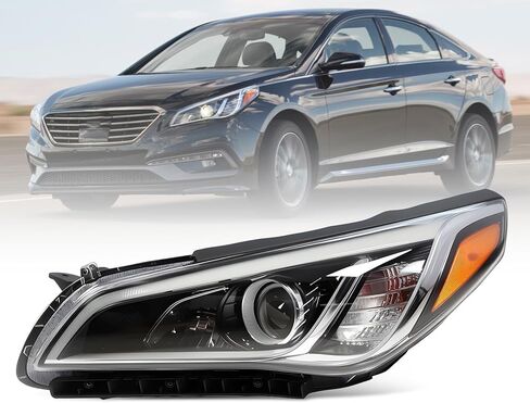 Halogen Left Headlight Assembly Compatible with Sonata SE Sport GLS GL Hybrid Limited Ultimate ECO 2015-2017 W/Bulbs Headlamp Driver Side Replace HY2502183 92101C2000 in Saudi Arabia
