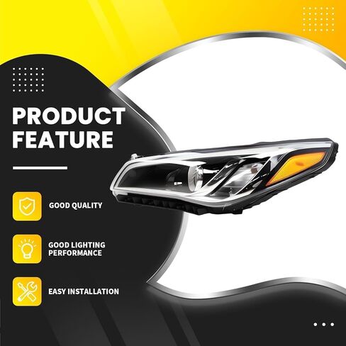 Halogen Left Headlight Assembly Compatible with Sonata SE Sport GLS GL Hybrid Limited Ultimate ECO 2015-2017 W/Bulbs Headlamp Driver Side Replace HY2502183 92101C2000 in Saudi Arabia