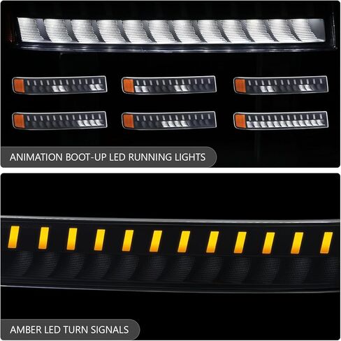 DNA MOTORING Pair Sequential Start Up LED DRL Turn Signal Bumper Lights Compatible with Chevy GMC Express Savana 1500 03-14 / Express Savana 2500 3500 03-23, Black/Amber, BL-LED-CEGS03-BK-AM in Saudi Arabia