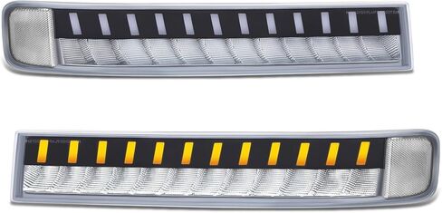 DNA MOTORING Pair Sequential Start Up LED DRL Turn Signal Bumper Lights Compatible with Chevy GMC Express Savana 1500 03-14 / Express Savana 2500 3500 03-23, Black/Amber, BL-LED-CEGS03-BK-AM in Saudi Arabia
