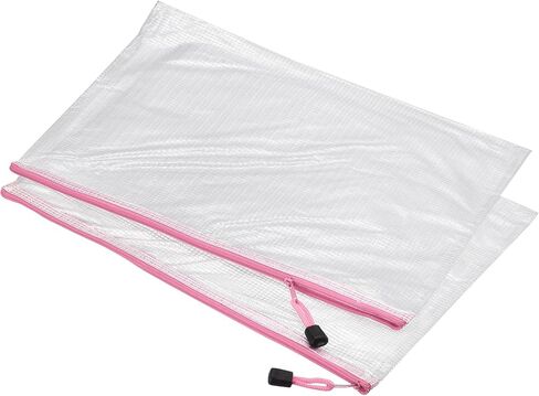 MECCANIXITY Mesh Zipper Bags, A4 Size Plastic Zip File Pouch Document Folders for Home Office Travel, White Pack of 3 in Saudi Arabia
