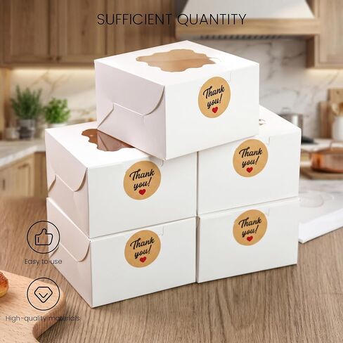 VGOODALL 50pcs Brown Bakery Boxes with Window, 4x4x2.4 Inches Cookie Box Small Pastry Treat Boxes with Window Small Treat Boxes for Pastries, Cookies, Pie, Donuts in Kuwait