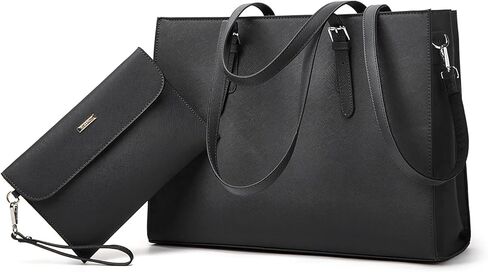 Laptop Bag for Women 15.6 inch Laptop Tote Bag Leather Classy Computer Briefcase Work Waterproof Handbag Professional Womens Business Office Bag Purse 2pcs in Saudi Arabia
