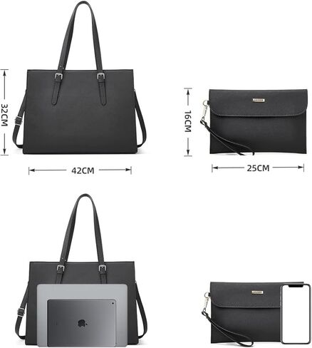 Laptop Bag for Women 15.6 inch Laptop Tote Bag Leather Classy Computer Briefcase Work Waterproof Handbag Professional Womens Business Office Bag Purse 2pcs in Saudi Arabia