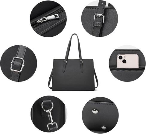Laptop Bag for Women 15.6 inch Laptop Tote Bag Leather Classy Computer Briefcase Work Waterproof Handbag Professional Womens Business Office Bag Purse 2pcs in Saudi Arabia
