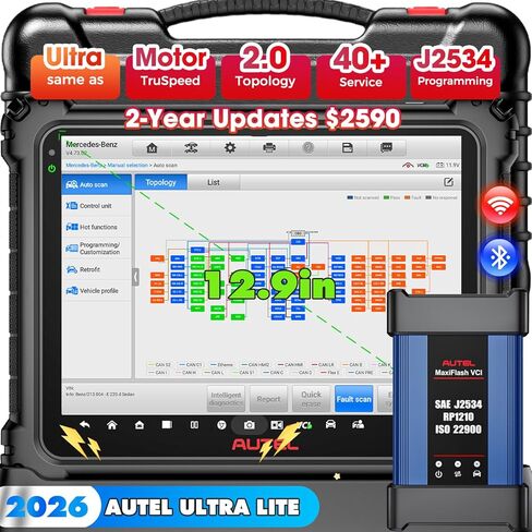 2026 Autel Scanner MaxiCOM Ultra Lite، تحديث لمدة عامين، مثل MaxiSys Ultra Up of MS919 MS909 Elite 2 Pro، طبولوجيا ذكية 2.0، Motor TruSpeed، 40+ إعادة تعيين، 3K+ أداة مسح تشخيصي ثنائية الاتجاه in Saudi Arabia