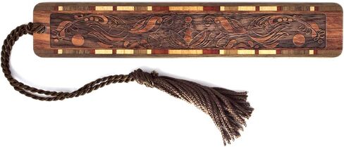 Gold Cross Stained Glass Inspired Design - Handcrafted Wooden Bookmark with Tassel by Mitercraft - Made in USA - Also Available Personalized in Kuwait