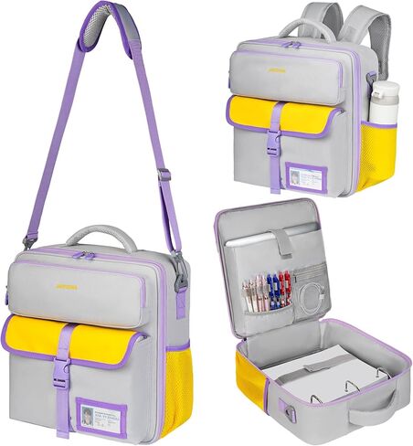 Zipper Binder 3 Ring 3 Inch with Shoulder Strap, Large Binder Backpack with Zipper Fits 13 Inch Laptop for Office, 700 Sheets Capacity,Black in Kuwait