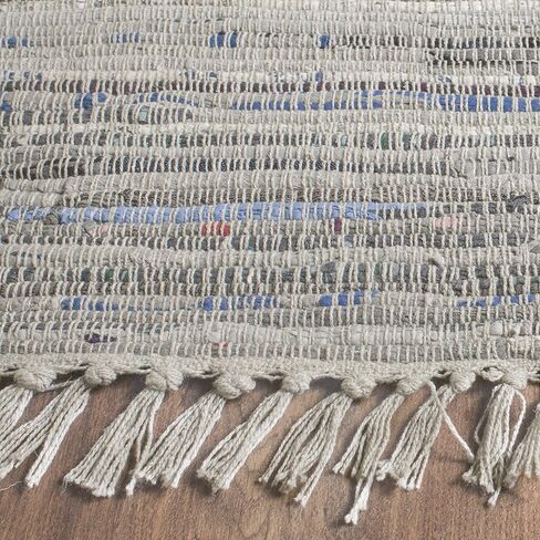 SAFAVIEH Rag Rug Collection Runner Rug - 2'3" x 14', Grey, Handmade Boho Stripe Cotton, Ideal for High Traffic Areas in Living Room, Bedroom (RAR121A) in Saudi Arabia